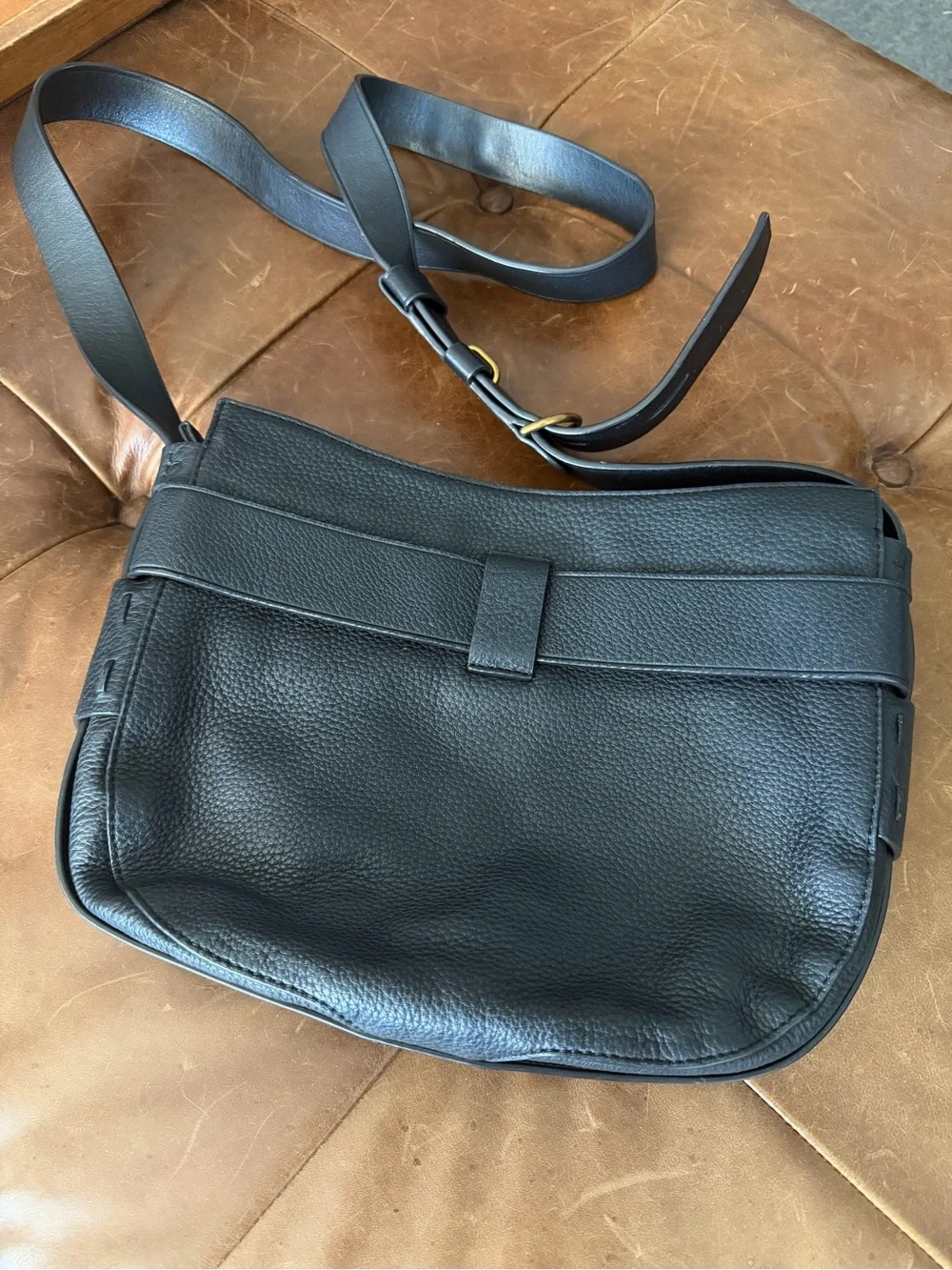 Tory Burch Black Crossbody with Gold Double Ring Hardware